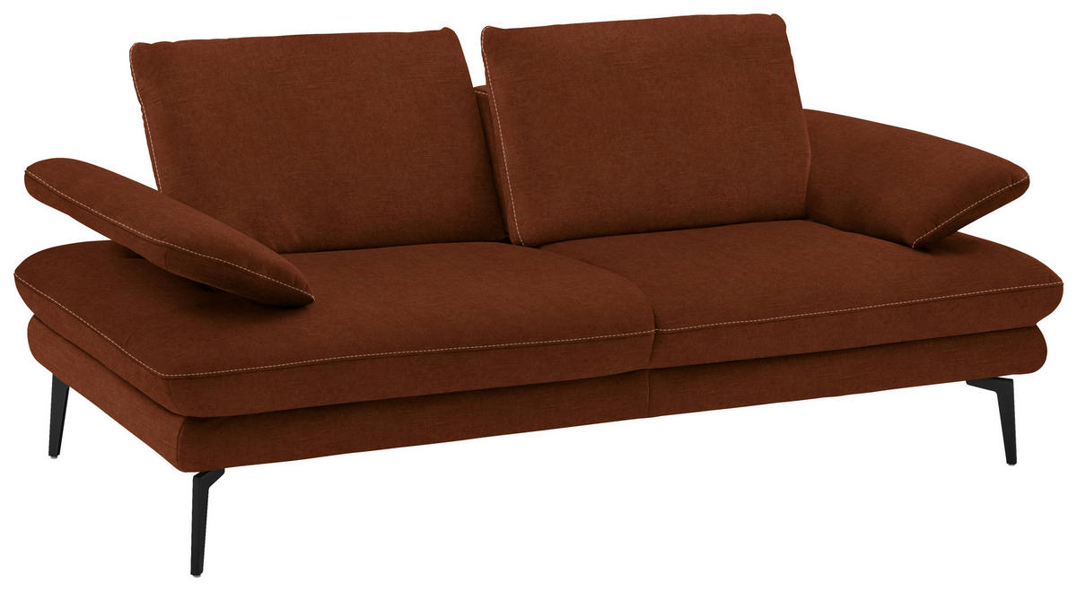 2,5-SITZER in Velours Kupferfarben  - Beige/Schwarz, Design, Textil/Metall (196/89/104cm) - Dieter Knoll