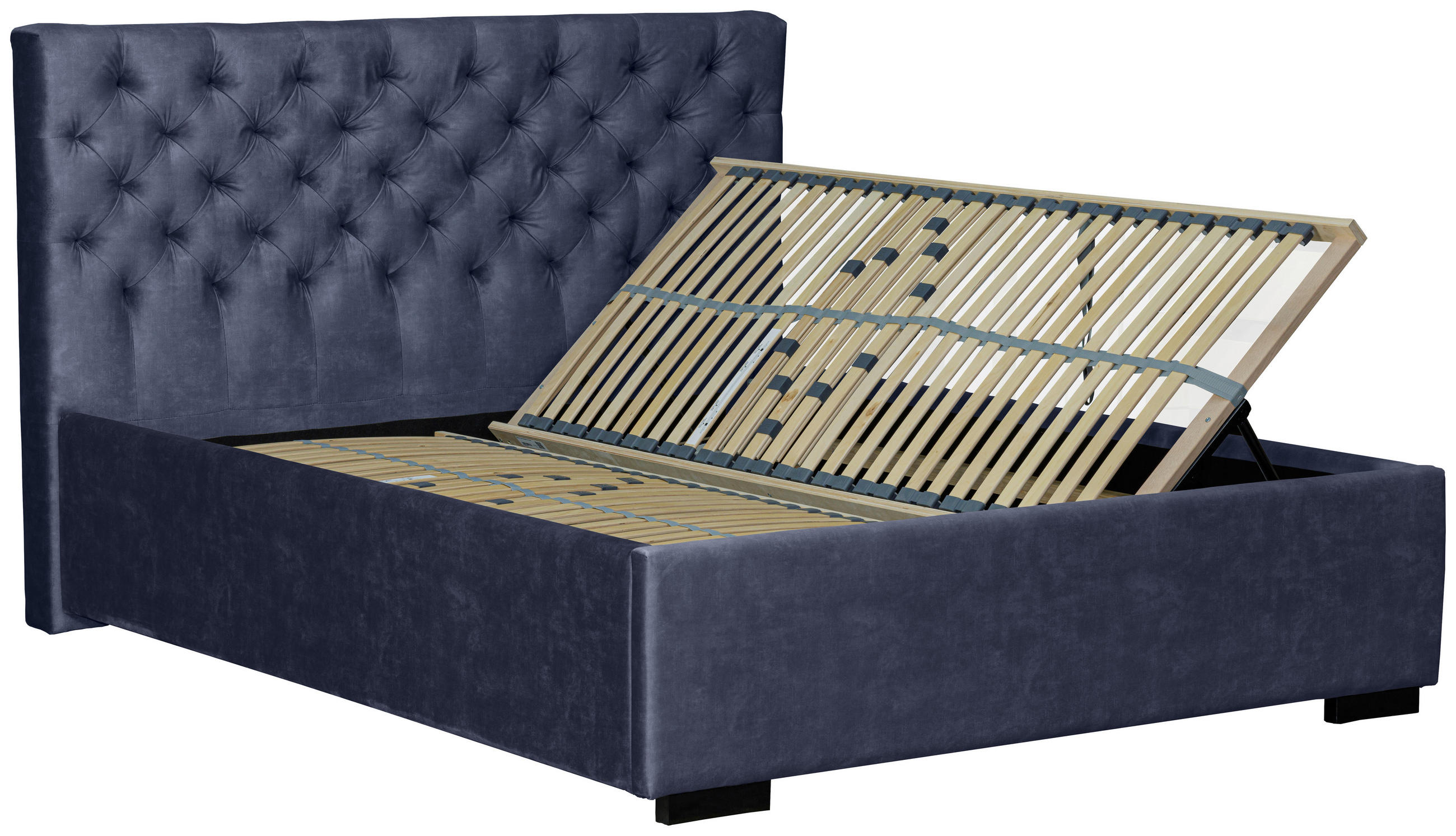 POLSTERBETT 180/200 cm  in Dunkelblau  - Schwarz/Dunkelblau, Design, Holz/Textil (180/200cm) - Boxxx