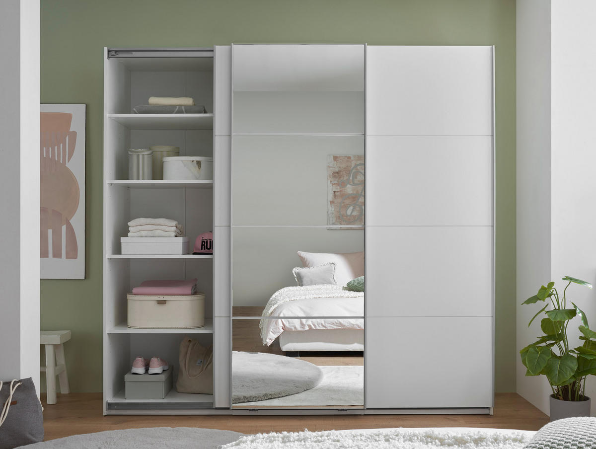ORMAR S KLIZNIM VRATIMA bijela   - bijela/boje aluminija, Konvencionalno, staklo/drvni materijal (215/204/63cm) - Hom`in