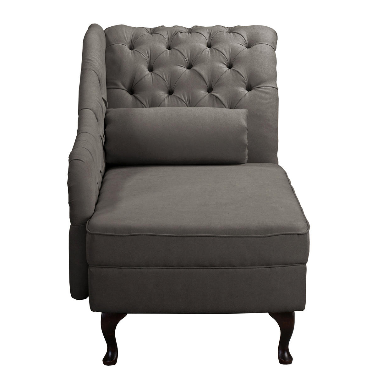 RÉCAMIERE Mikrofaser Graubraun  - Graubraun/Braun, Design, Holz/Textil (185/93/75cm) - Livetastic