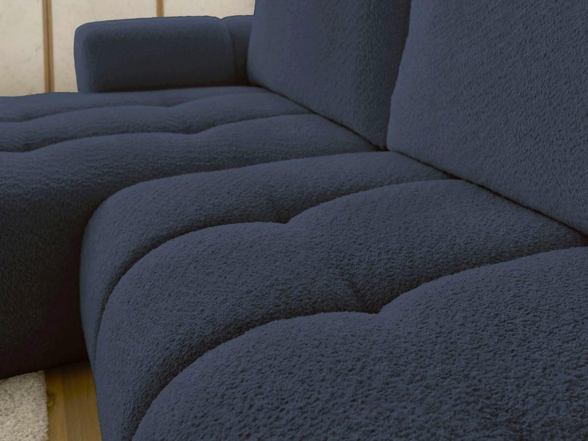 ECKSCHLAFSOFA FUJI Bouclé Dunkelblau  inkl.  - Schwarz/Dunkelblau, MODERN, Kunststoff/Textil (160/292cm)