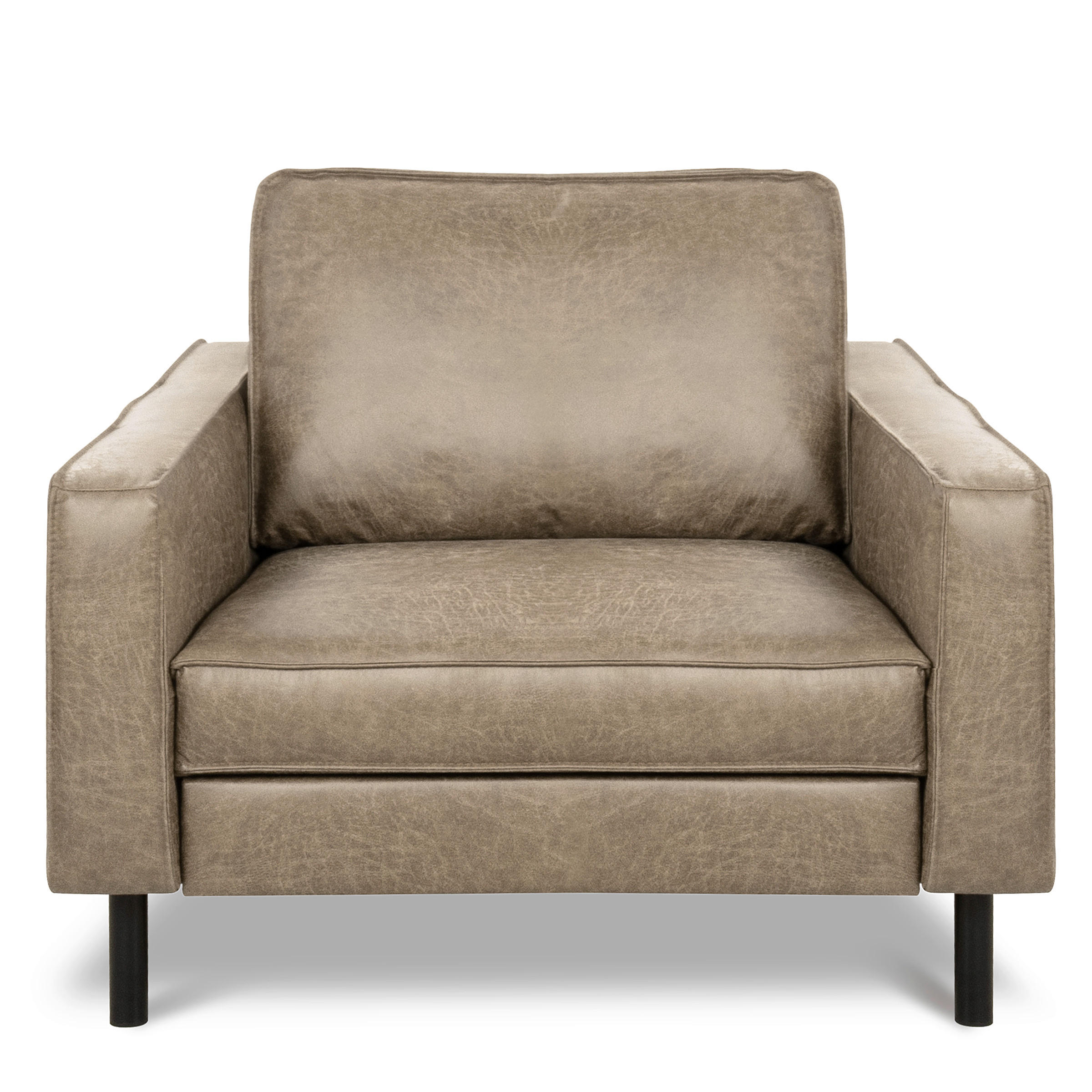 SESSEL in Lederlook Echtleder Hellgrau  - Hellgrau/Schwarz, Design, Leder/Textil (88/85/92cm) - Livetastic