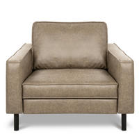 SESSEL in Lederlook Echtleder Hellgrau  - Hellgrau/Schwarz, Design, Leder/Textil (88/85/92cm) - Livetastic