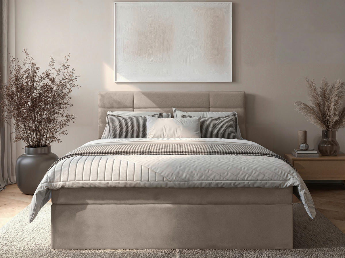 BOXBETT 140/200 cm  Beige  - Beige/Schwarz, Konventionell, Holz/Kunststoff (140/200cm) - Carryhome