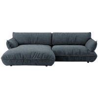 ECKSOFA  in Flachgewebe Blau  185/264 cm  - Blau/Schwarz, Design, Kunststoff/Textil (185/264cm) - Belluti