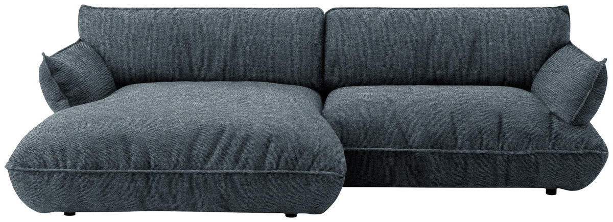 ECKSOFA  in Flachgewebe Blau  185/264 cm  - Blau/Schwarz, Design, Kunststoff/Textil (185/264cm) - Belluti