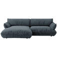 ECKSOFA  in Flachgewebe Blau  185/264 cm  - Blau/Schwarz, Design, Kunststoff/Textil (185/264cm) - Belluti