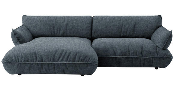 ECKSOFA  in Flachgewebe Blau  185/264 cm  - Blau/Schwarz, Design, Kunststoff/Textil (185/264cm) - Belluti