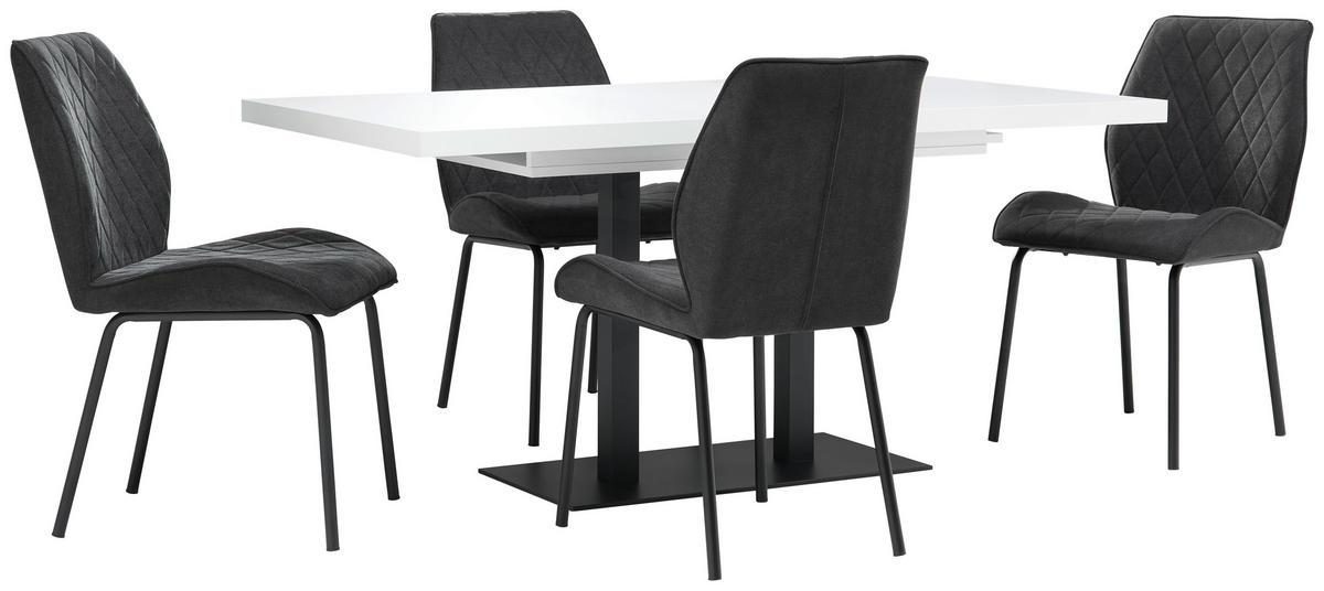 JEDILNA MIZA, črna, bela  - črna/bela, Moderno, kovina/leseni material (120/80/75cm) - MID.YOU