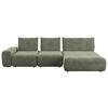ECKSOFA Velours Olivgrün  - Schwarz/Olivgrün, Design, Kunststoff/Textil (347/174cm) - Xora