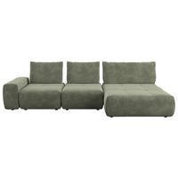 ECKSOFA  in Velours Olivgrün  347/174 cm  - Schwarz/Olivgrün, Design, Kunststoff/Textil (347/174cm) - Xora