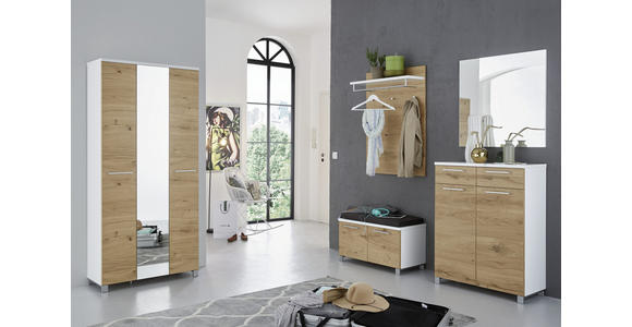 SCHUHSCHRANK 84/108/37 cm - Chromfarben/Eichefarben, Design, Holz/Holzwerkstoff (84/108/37cm) - Dieter Knoll