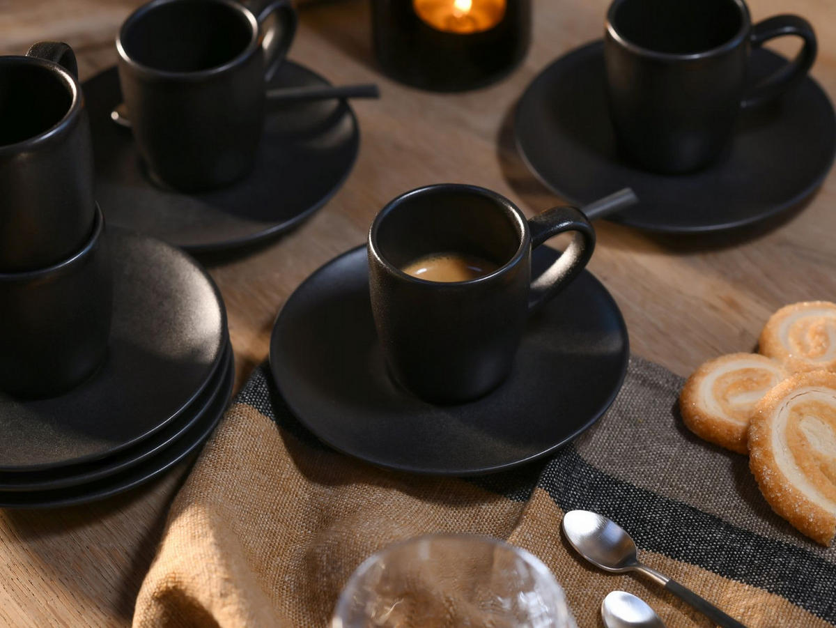 SET MED KOPPAR Soft Touch Black 12 delar  - Basics, keramik - Creatable