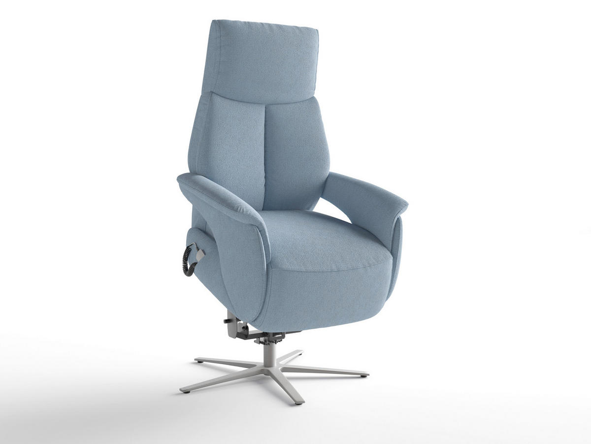 RELAXAČNÍ KŘESLO, textil, světle modrá - barvy stříbra/světle modrá, Basics, kov/textil (75/110/85cm) - Sit & More