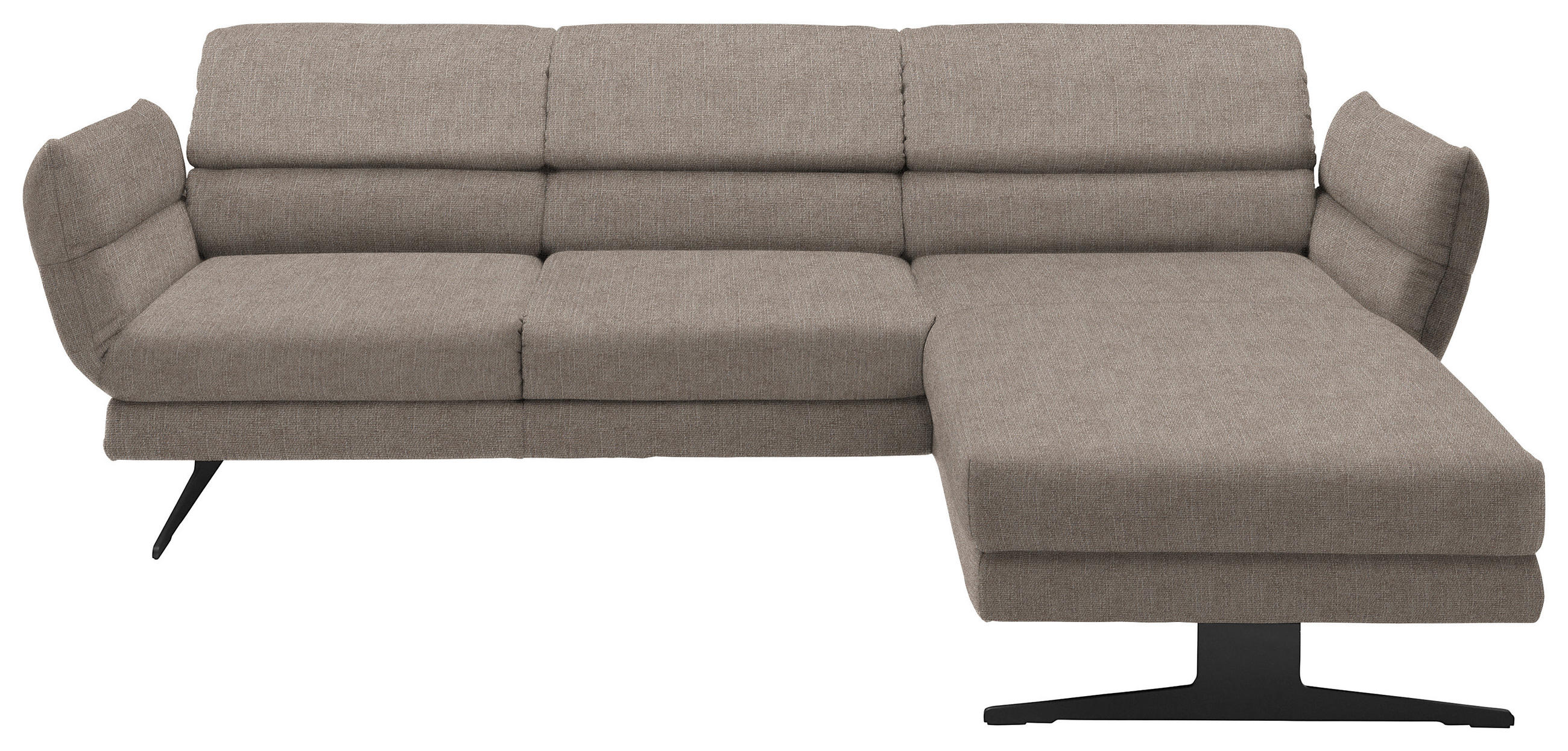 ECKSOFA in Flachgewebe Taupe  - Taupe/Schwarz, Design, Textil/Metall (279-327/176-217cm) - Dieter Knoll