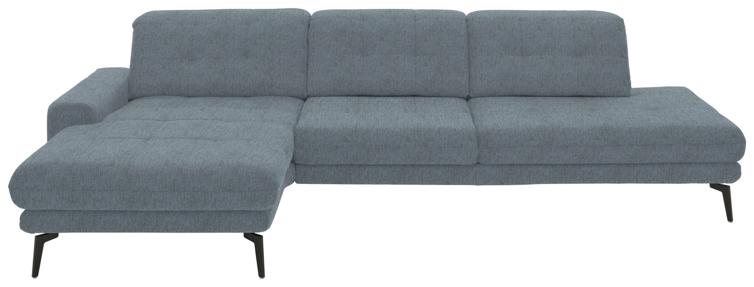 ECKSOFA in Flachgewebe Blaugrau  - Blaugrau/Schwarz, Design, Textil/Metall (190/309cm) - Beldomo Style