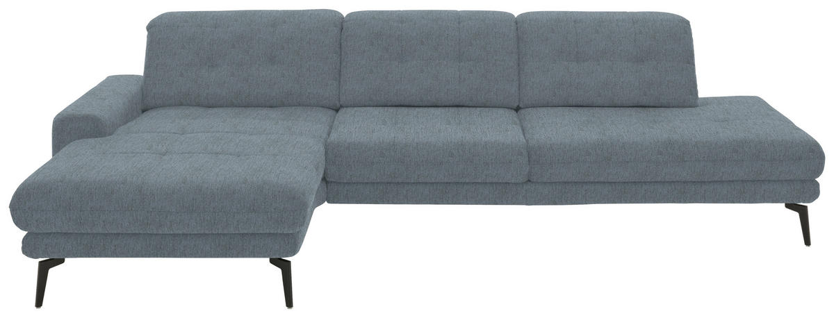 ECKSOFA in Flachgewebe Blaugrau  - Blaugrau/Schwarz, Design, Textil/Metall (190/309cm) - Beldomo Style