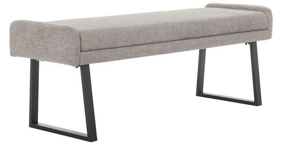HOCKERBANK 160/49/49 cm Webstoff Schwarz, Hellgrau - Hellgrau/Schwarz, Design, Textil/Metall (160/49/49cm) - Novel