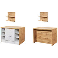 KÖKSÖ 124/91/90 cm  i vit, lärkfärgad  - stålfärgad/vit, Lifestyle, metall/trämaterial (124/91/90cm) - Respekta