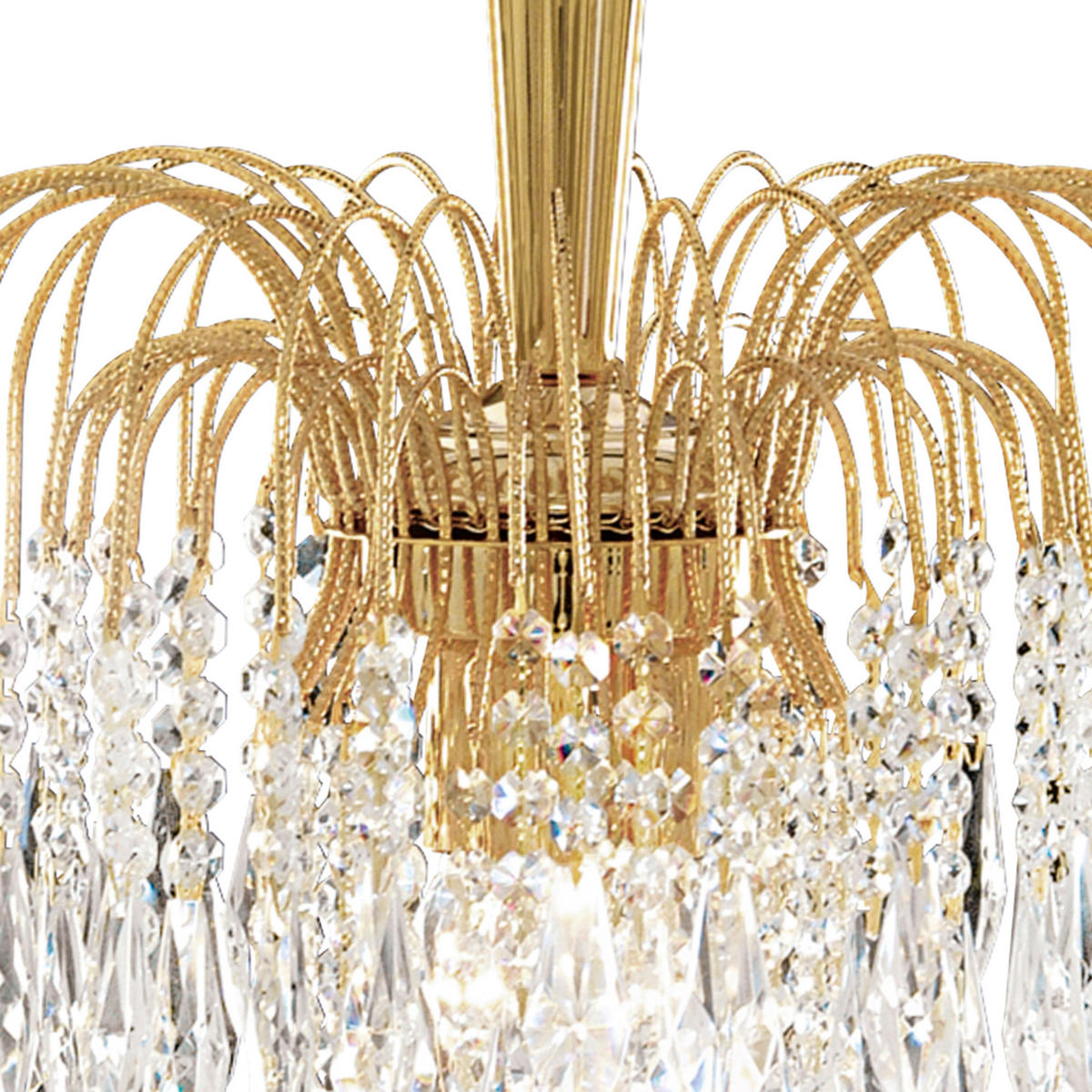 KRISTALNA VISEČA SVETILKA - zlate barve, Design, kovina/steklo (42/98cm)
