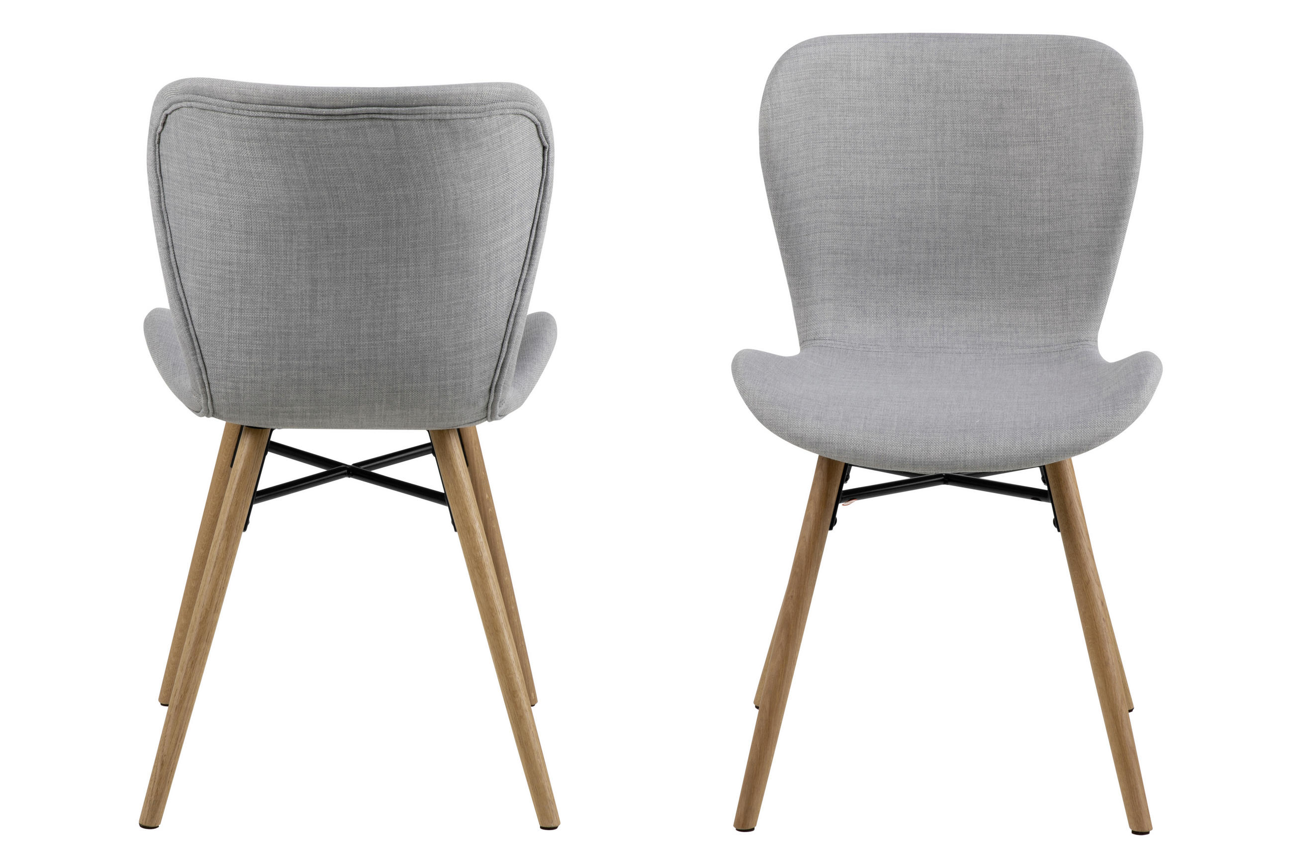 STUHL Flachgewebe Hellgrau Eiche massiv  - Eichefarben/Hellgrau, Trend, Holz/Textil (47/82,5/56cm)