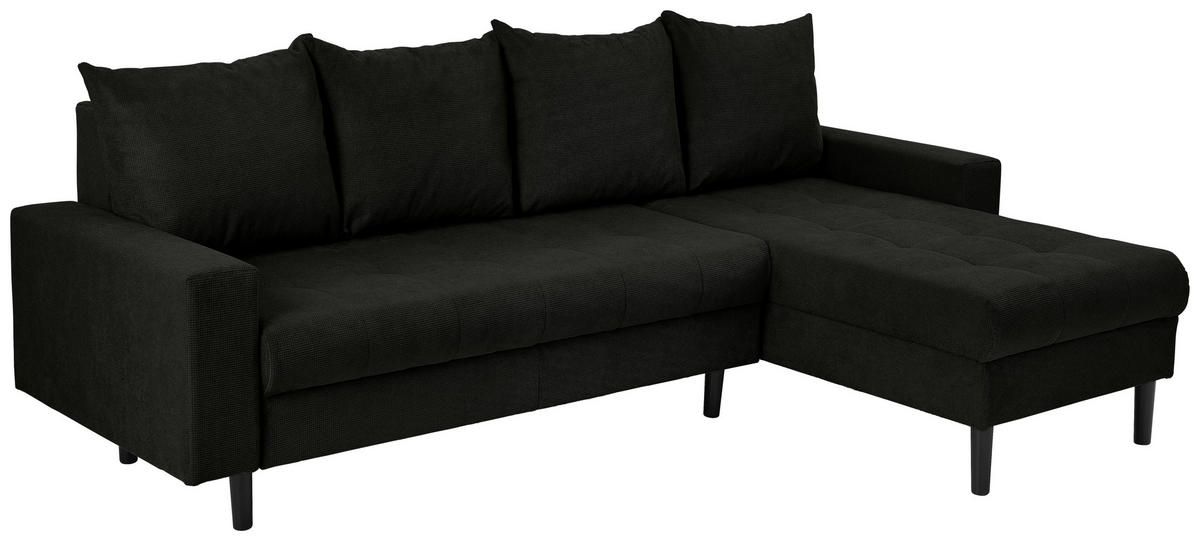 ECKSOFA in Webstoff Schwarz  - Schwarz, Konventionell, Kunststoff/Textil (231/157cm) - P & B