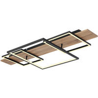 LED-TAKLAMPA 32,91 W 95/40/10 cm  - opal/svart, Basics, metall/trämaterial (95/40/10cm) - Novel