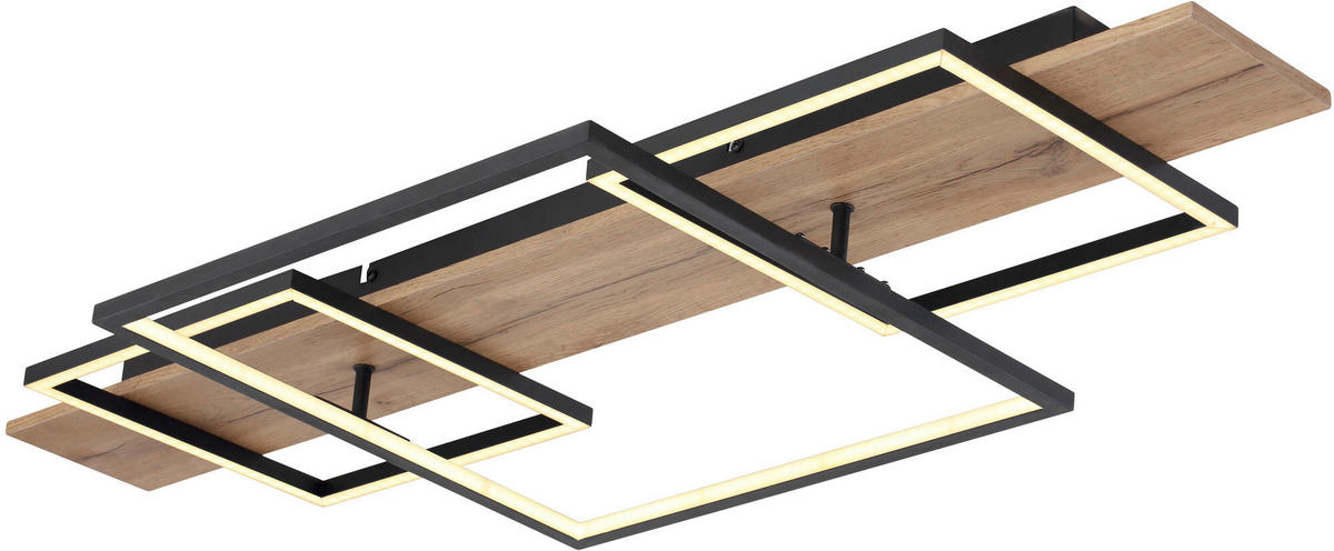 LED-TAKLAMPA 32,91 W 95/40/10 cm  - opal/svart, Basics, metall/trämaterial (95/40/10cm) - Novel