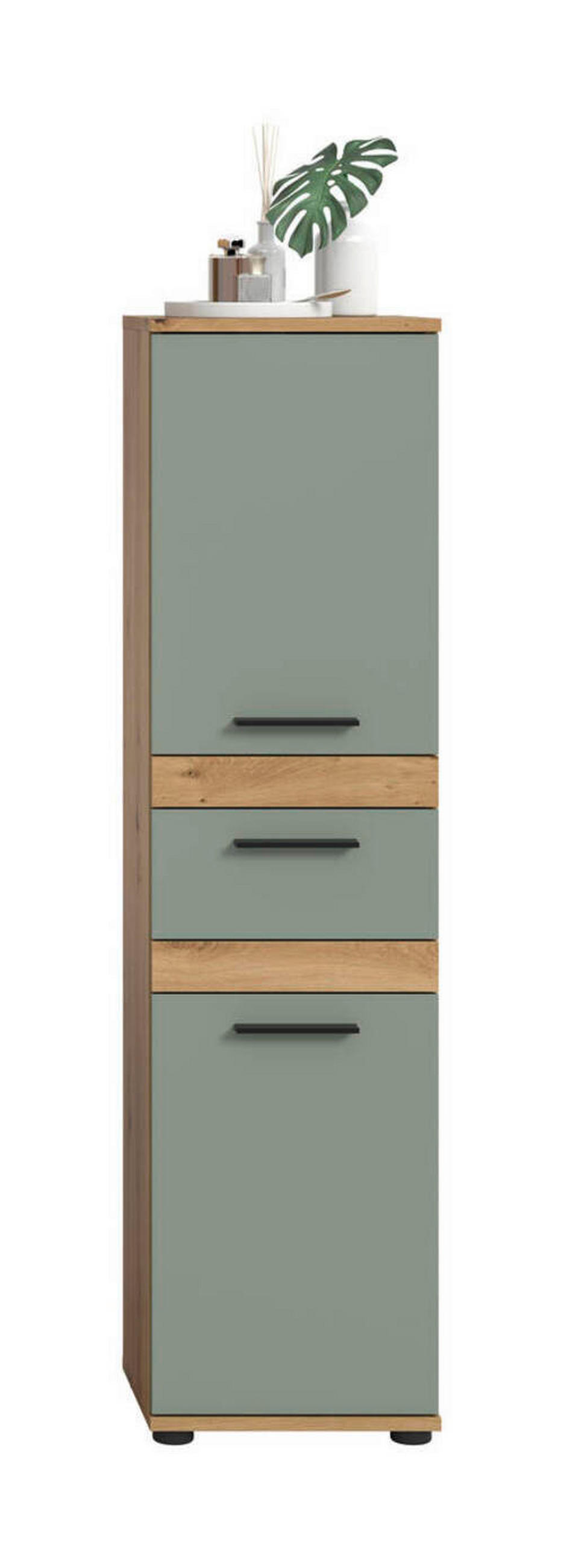 UNTERSCHRANK 35/137/31 cm   - Salbeigrün/Schwarz, Trend, Holzwerkstoff/Kunststoff (35/137/31cm) - MID.YOU