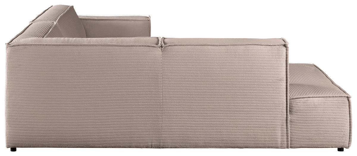 ECKSOFA in Cord Taupe  224/254 cm  - Taupe/Schwarz, KONVENTIONELL, Kunststoff/Textil (224/254cm) - Hom`in