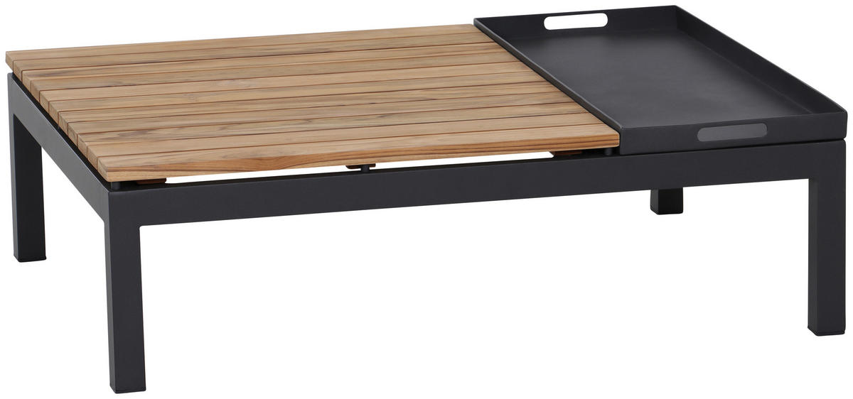 LOUNGETISCH 102/70/27,5 cm Holz  - Anthrazit/Teakfarben, MODERN, Holz/Metall (102/70/27,5cm) - Siena Garden