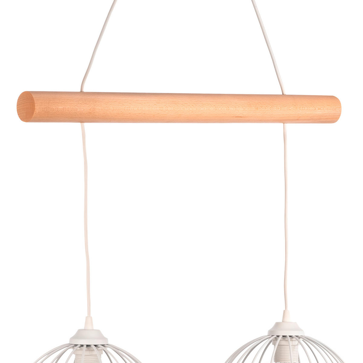 HÄNGELEUCHTE 60/24/90 cm  - Hellbraun/Weiß Hochglanz, Basics, Holz/Metall (60/24/90cm)