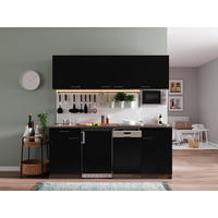 KÜCHENBLOCK 195 cm   in Schwarz, Eichefarben  - Eichefarben/Schwarz, Basics, Holzwerkstoff (195cm) - Respekta