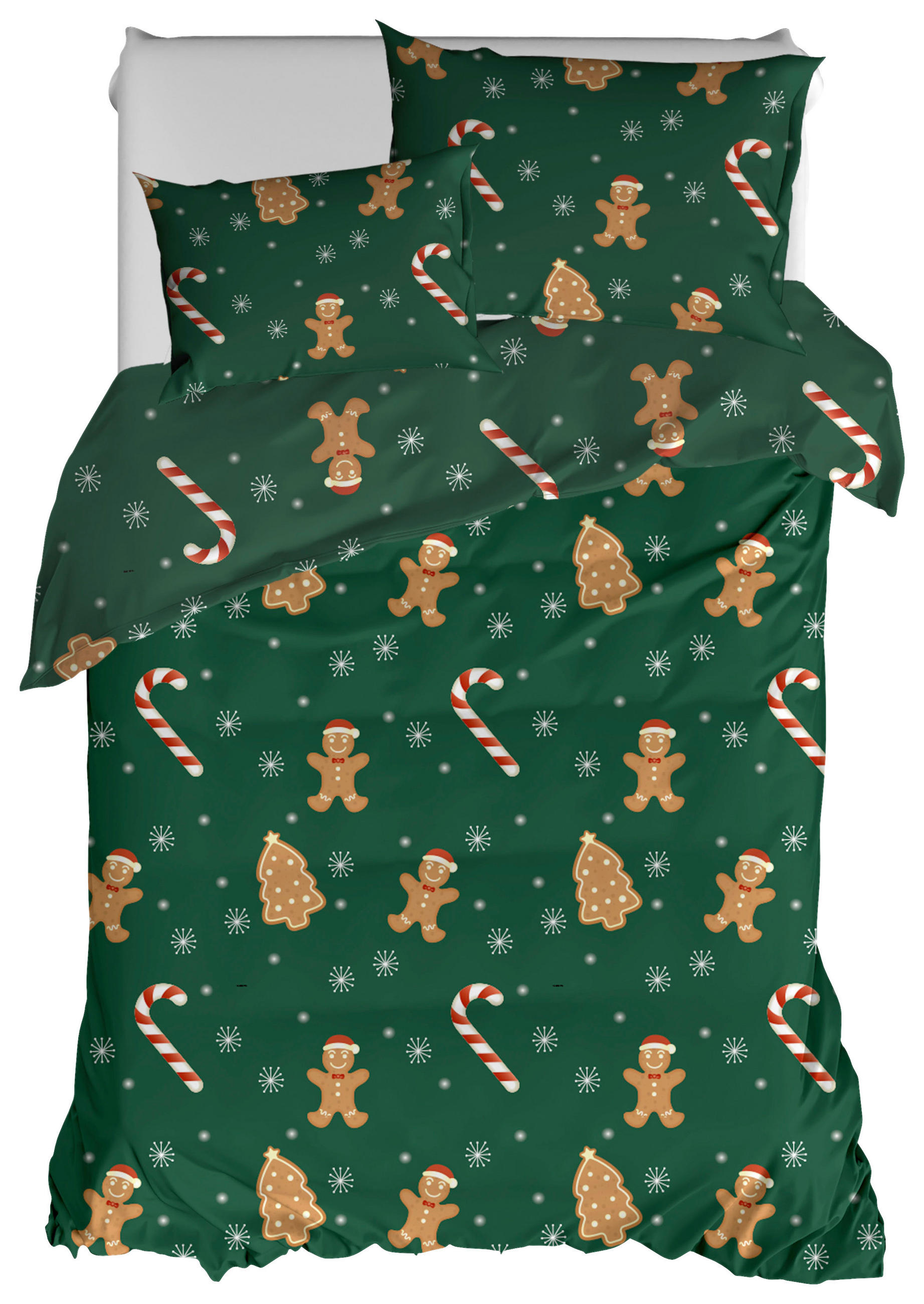 ÁGYNEMŰHUZAT-GARNITÚRA 140/200 cm  - sötétzöld/homokszínű, Basics, textil (140/200cm)