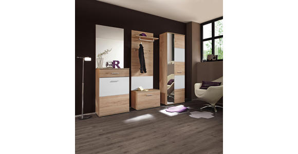 SCHUHSCHRANK 65/100/36 cm - Eichefarben/Silberfarben, MODERN, Holzwerkstoff/Kunststoff (65/100/36cm) - Voleo