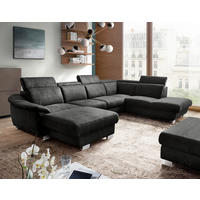 WOHNLANDSCHAFT Anthrazit Mikrofaser  - Chromfarben/Anthrazit, Design, Textil/Metall (238/347/273cm) - Livetastic
