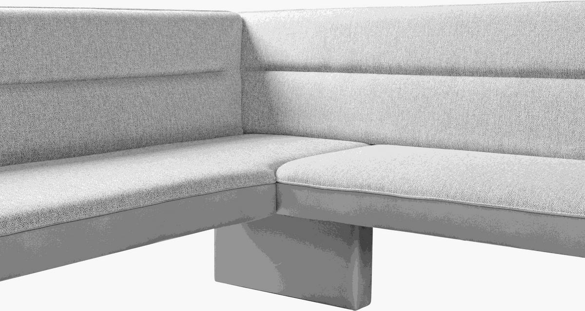 ECKBANK 178/210 cm Webstoff Hellgrau, Beige Buche vollmassiv   - Beige/Hellgrau, KONVENTIONELL, Holz/Textil (178/210cm) - Novel