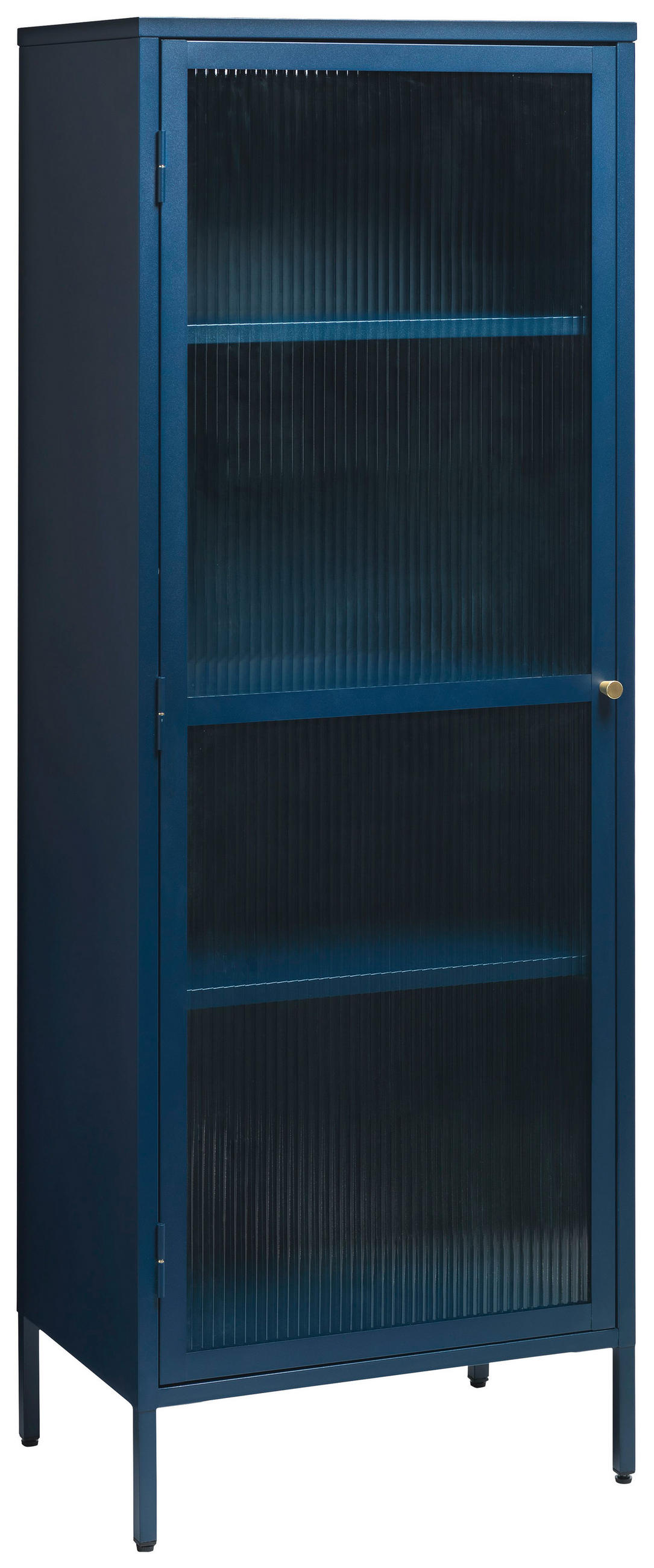 VITRINE Goldfarben, Dunkelblau  58/160/40 cm  - Goldfarben/Dunkelblau, Design, Glas/Metall (58/160/40cm) - Lomoco