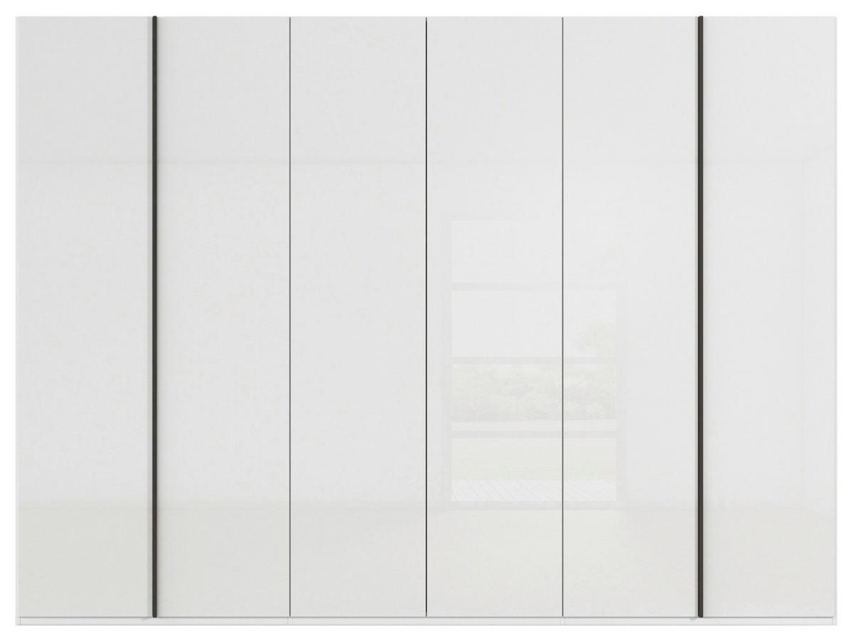 DREHTÜRENSCHRANK 301/235/60 cm,  in Weiß, 6-türig  - Graphitfarben/Weiß, Basics, Glas/Holzwerkstoff (301/235/60cm) - Novel