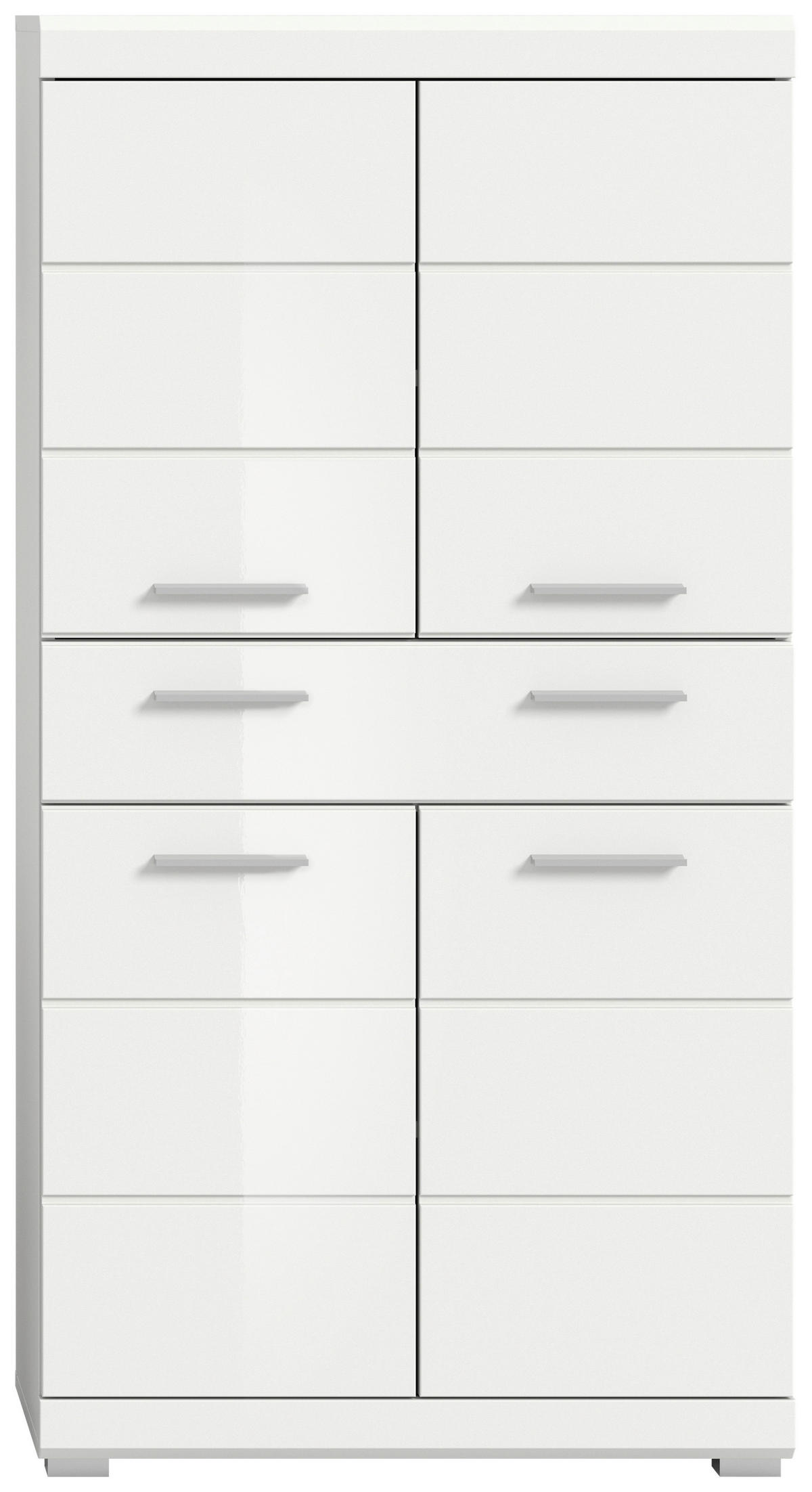 SREDNJE VISOKA OMARA 74/141/31 cm  - srebrne barve/bela, Moderno, umetna masa/leseni material (74/141/31cm) - MID.YOU