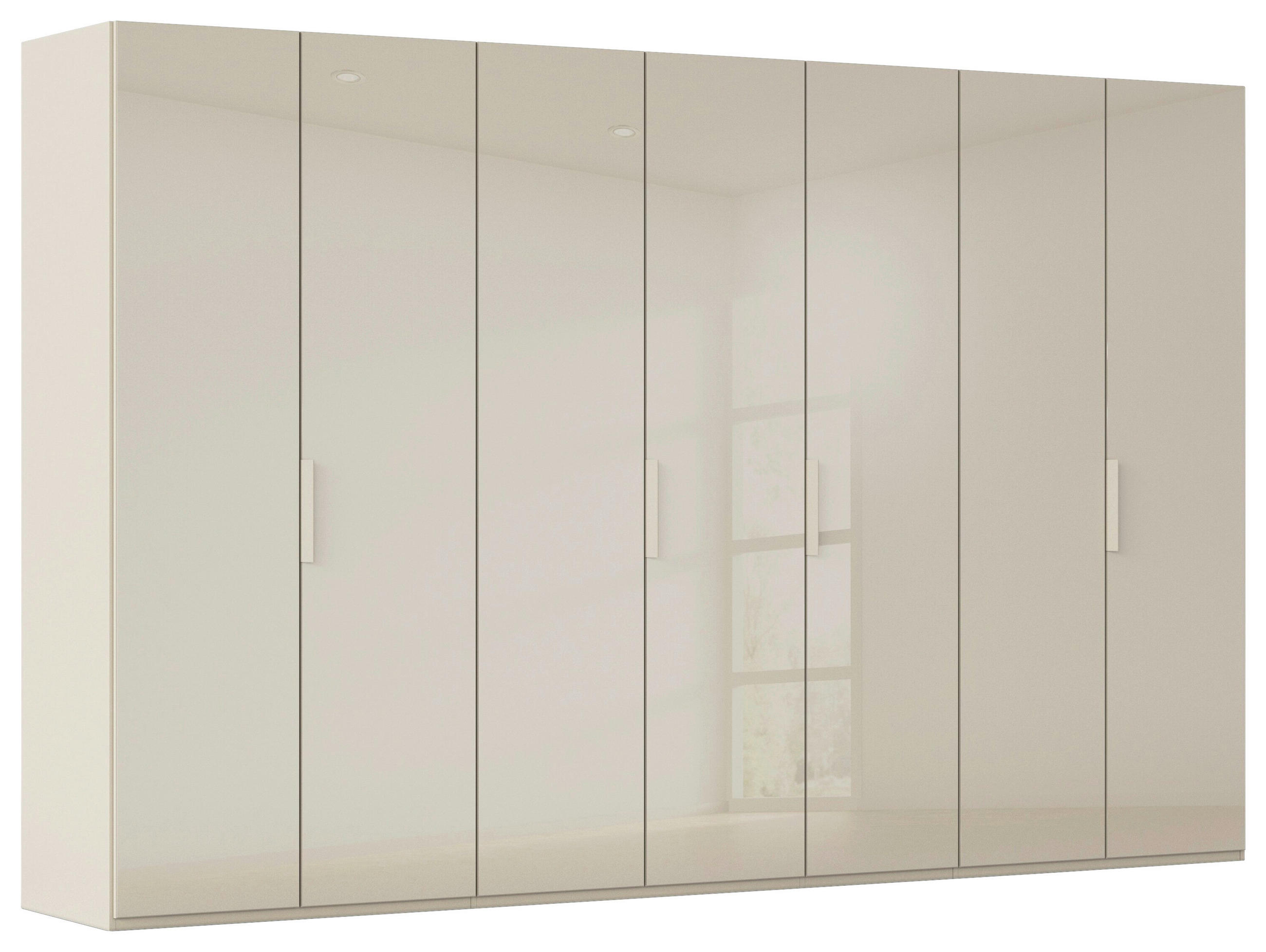 DREHTÜRENSCHRANK 350/235/61 cm,  in Champagner, 7-türig  - Champagner, Basics, Glas/Holzwerkstoff (350/235/61cm) - Novel