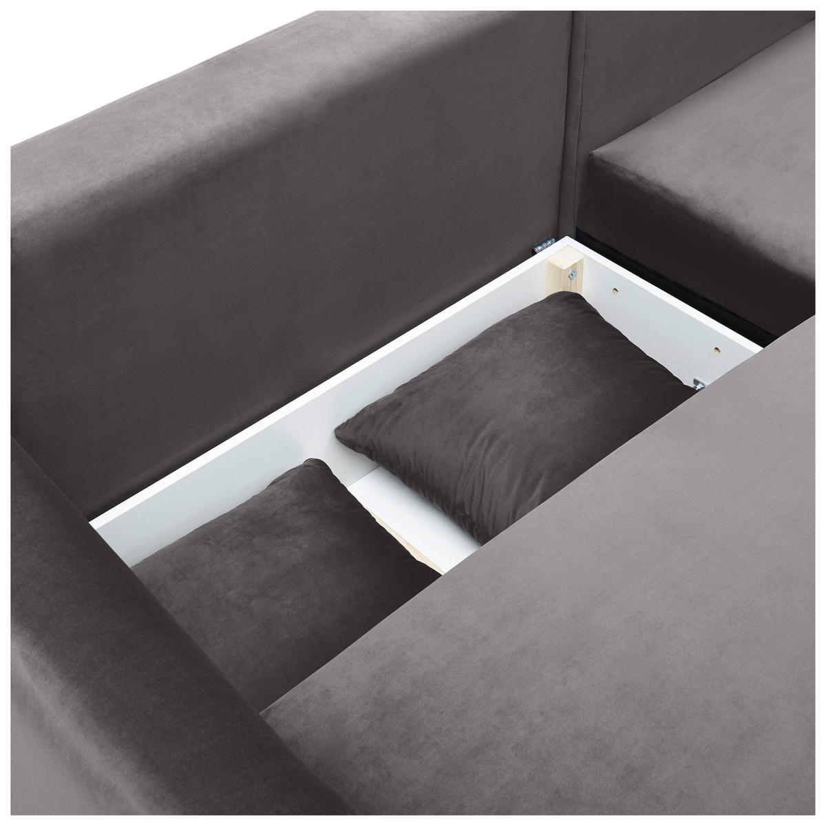 ECKSOFA Grau Velours  - Schwarz/Grau, Design, Holz/Textil (235/165cm) - Ti'me