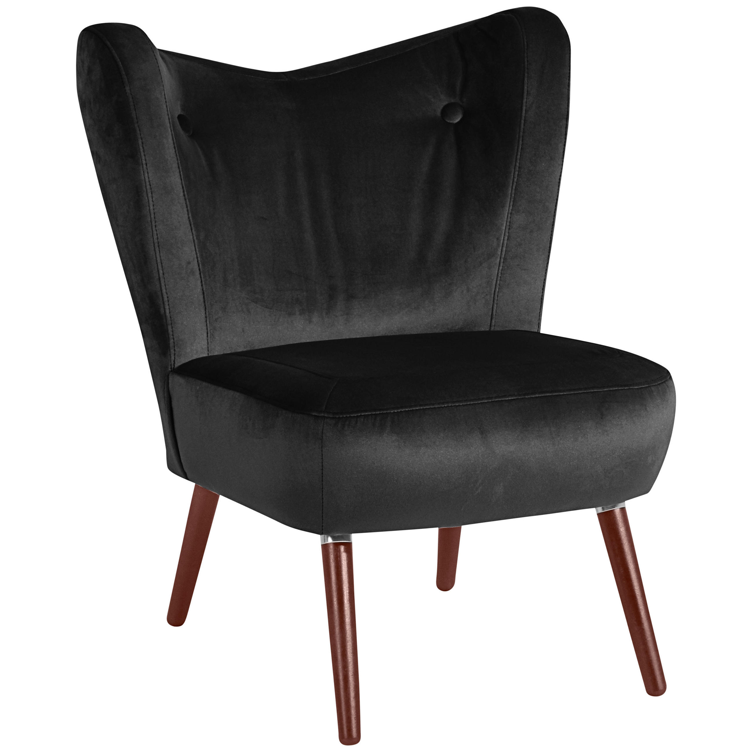 SESSEL Samt, Velours Schwarz    - Nussbaumfarben/Schwarz, Design, Holz/Holzwerkstoff (70/86/69cm) - Max Winzer