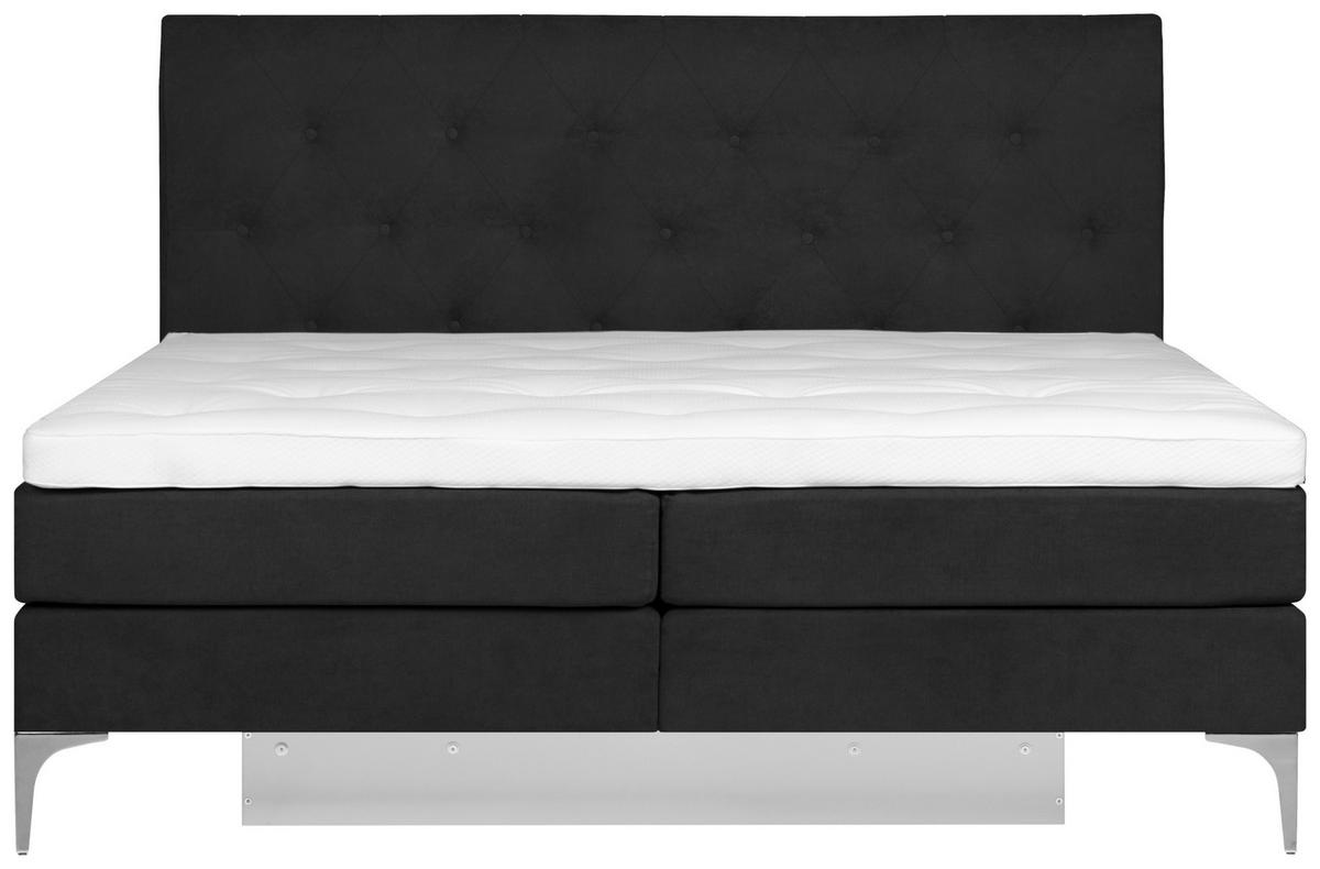 BOXSPRINGBETT 180/200 cm  in Anthrazit  - Chromfarben/Anthrazit, Design, Textil/Metall (180/200cm) - Welnova