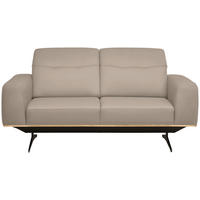 3-SITZER-SOFA in Echtleder Beige  - Beige/Schwarz, Design, Leder/Holz (205/76-97/102cm) - Novel