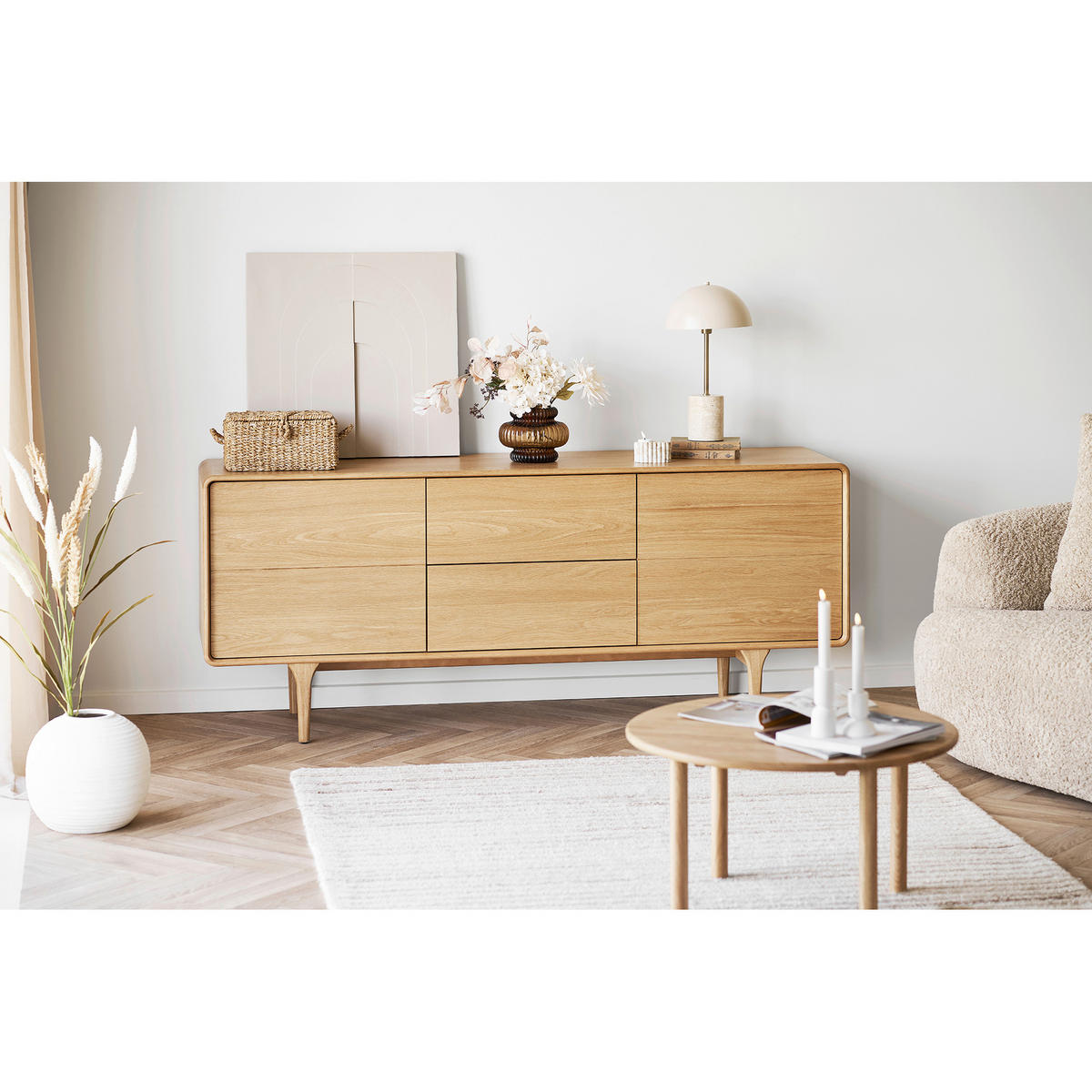 BEISTELLTISCH 70/70/40 cm Eiche massiv Eichefarben rund  - Eichefarben, Basics, Holz (70/70/40cm)