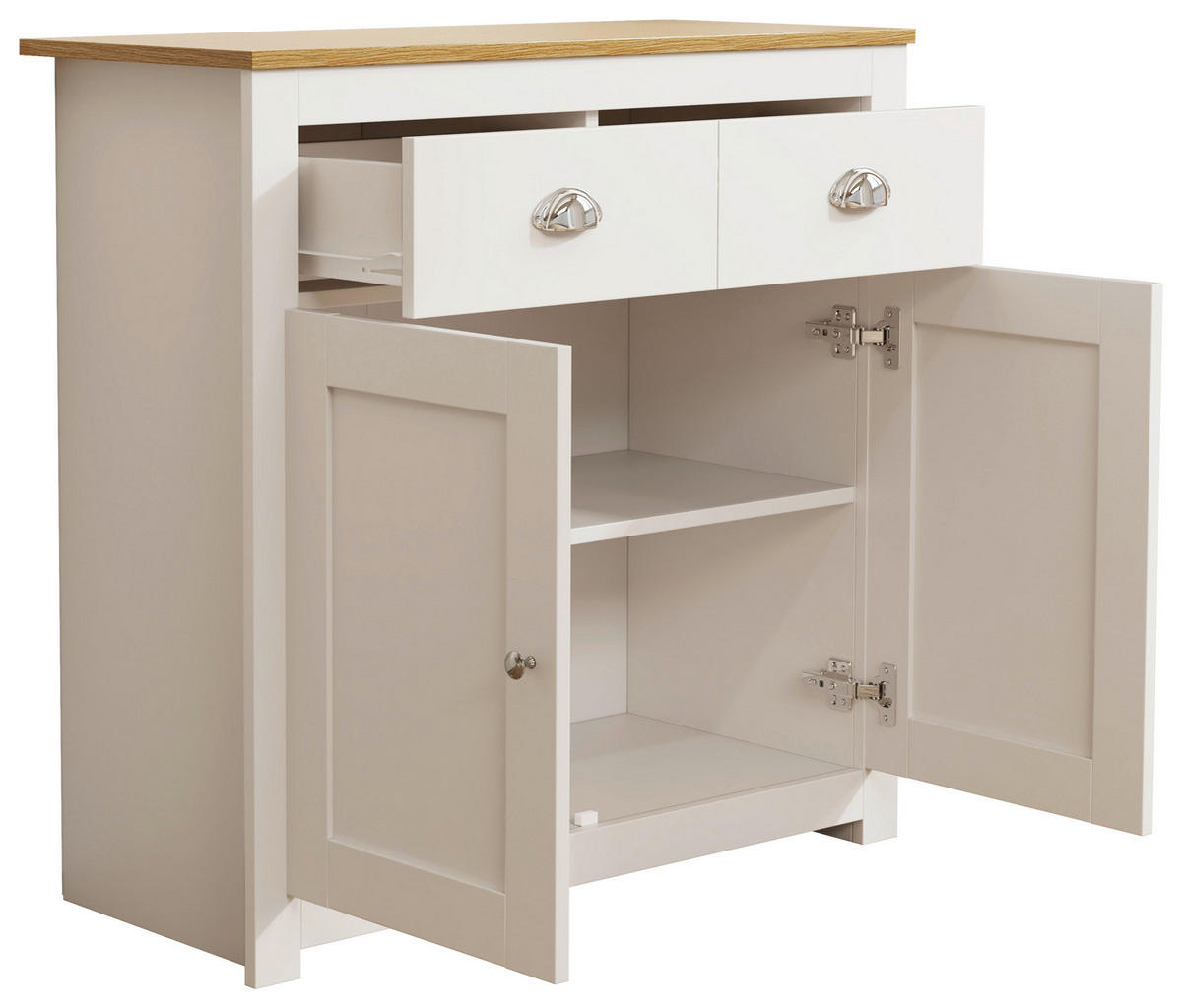 KOMMODE 82/81/35 cm  in Weiss, Honigeiche  - Honigeiche/Weiss, Lifestyle, Holzwerkstoff/Metall (82/81/35cm) - MID.YOU