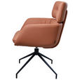 ARMLEHNSTUHL  in Eisen Echtleder pigmentiert  - Cognac/Schwarz, Design, Leder/Metall (62/92/66cm) - Dieter Knoll