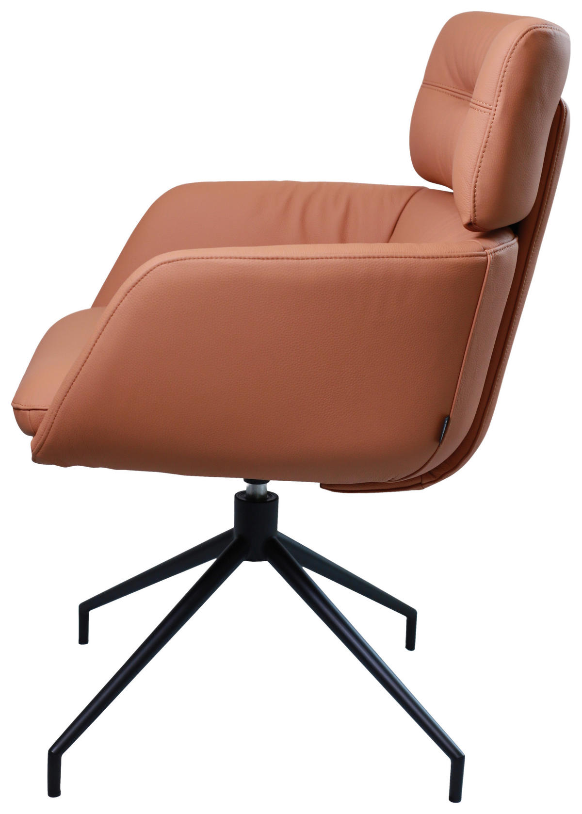 ARMLEHNSTUHL  in Eisen Echtleder pigmentiert  - Cognac/Schwarz, Design, Leder/Metall (62/92/66cm) - Dieter Knoll