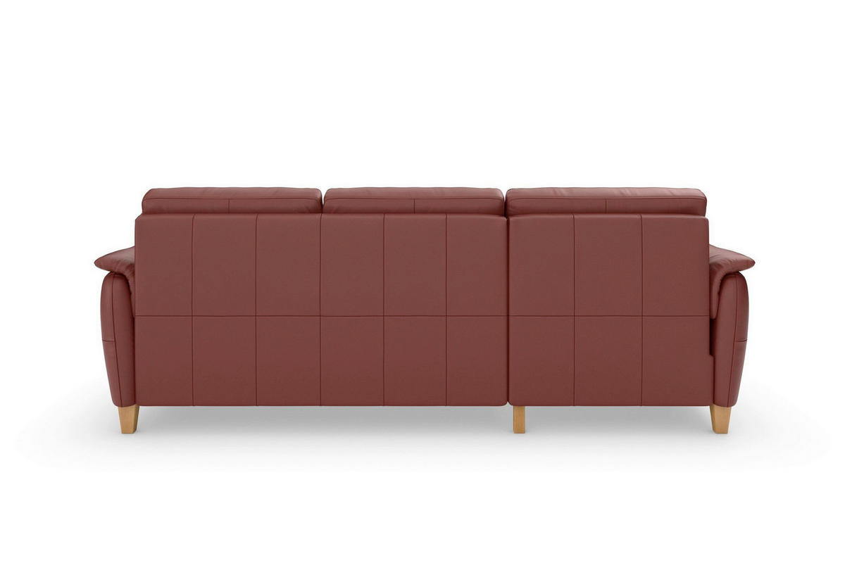 ECKSOFA PALMERA E Rotbraun Echtleder  - Rotbraun/Eichefarben, Basics, Leder/Holz (163/244cm) - Sit & More